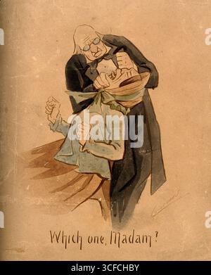 Un dentiste âgé examinant la bouche d'une patiente, c1895. Banque D'Images