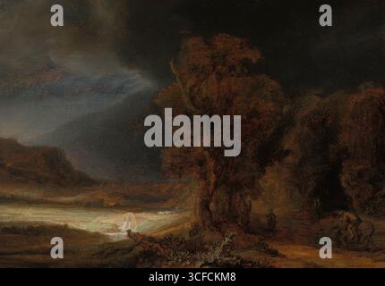 Paysage avec la parabole du bon Samaritain, 1638. Banque D'Images