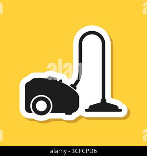 Icône autocollant aspirateur dans un style plat. Équipement pour l'illustration vectorielle de nettoyage de maison sur fond isolé. Nettoyer l'enseigne de machine – conception commerciale Illustration de Vecteur