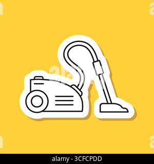 Icône autocollant aspirateur dans un style plat. Équipement pour l'illustration vectorielle de nettoyage de maison sur fond isolé. Nettoyer l'enseigne de machine – conception commerciale Illustration de Vecteur