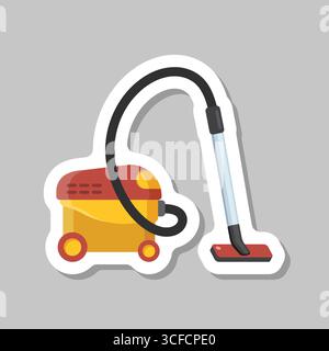 Icône autocollant aspirateur dans un style plat. Équipement pour l'illustration vectorielle de nettoyage de maison sur fond isolé. Nettoyer l'enseigne de machine – conception commerciale Illustration de Vecteur
