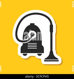 Icône autocollant aspirateur dans un style plat. Équipement pour l'illustration vectorielle de nettoyage de maison sur fond isolé. Nettoyer l'enseigne de machine – conception commerciale Illustration de Vecteur