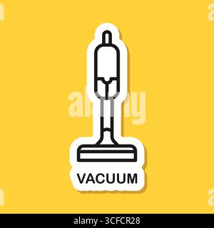 Icône autocollant aspirateur dans un style plat. Équipement pour l'illustration vectorielle de nettoyage de maison sur fond isolé. Nettoyer l'enseigne de machine – conception commerciale Illustration de Vecteur