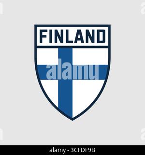 Bouclier emblème national de la Finlande avec motif drapeau croisé Illustration de Vecteur