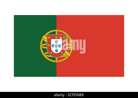 Drapeau national du Portugal avec motif rouge et vert et armoiries Illustration de Vecteur