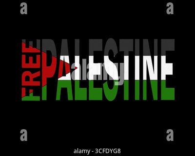 Design de lettrage Palestine gratuit. Drapeau du pays de Palestine. Illustration de Vecteur