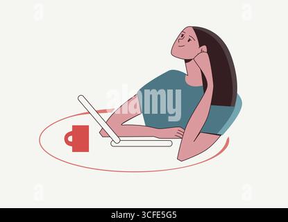 Télétravail, réseautage social, cv, préparation aux examens, devoirs. Homme avec cv ou ordinateur portable, travaillant. Illustration vectorielle, vue de style plat du dessus Illustration de Vecteur