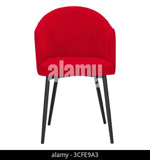 Chaise Red boucle avec bras et pieds en métal Banque D'Images
