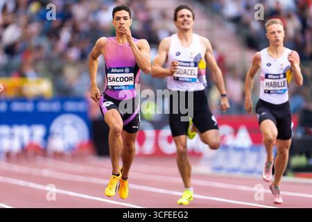 Bruxelles, Belgique. 22 août 2025. BRUXELLES, BELGIQUE - 22 AOÛT : Jonathan Sacoor de Belgique en compétition sur le 400 m hommes lors de la Diamond League 2025 - AG Memorial Van Damme au stade Roi Baudouin le 22 août 2025 à Bruxelles, Belgique. (Photo de Joris Verwijst/Orange Pictures) crédit : Orange pics BV/Alamy Live News Banque D'Images