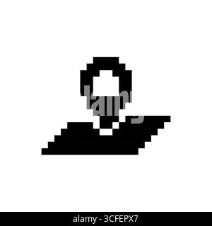 Pixel art de style mosaïque de l'icône de pointeur de localisation dans la conception rétro sprite Illustration de Vecteur