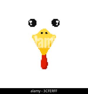 Icône de canard d'art de pixel de mosaïque avec bec jaune et grands yeux dans la conception de style de jeu rétro Illustration de Vecteur