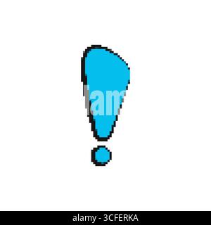 Point d'exclamation en mosaïque avec motif comique rétro dans un ton bleu vif Illustration de Vecteur