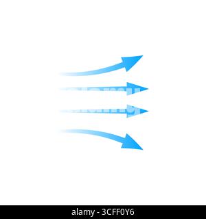 Flux de flèche avec flèches bleues montrant le mouvement de l'air dans des lignes courbes dynamiques Illustration de Vecteur