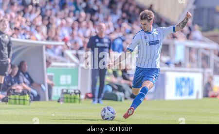 Hartlepool, Angleterre – [26/07/25] : Jay Benn, joueur de Hartlepool United, en action lors d’un match amical d’avant-saison au Victoria Park, Hartlepool. Banque D'Images