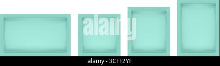 Ensemble de sachets vert sarcelle de différentes formes et tailles. Carré et rectangulaire, vertical et horizontal. Échantillons cosmétiques, produits de soins de la peau, nourriture supp Illustration de Vecteur