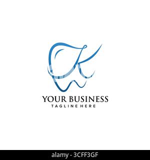 Clinique dentaire lettre initiale K logo design continuousline style de luxe. Illustration vectorielle Illustration de Vecteur
