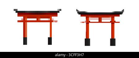 Porte torii pixelisée dans un style rétro 8 bits Illustration de Vecteur
