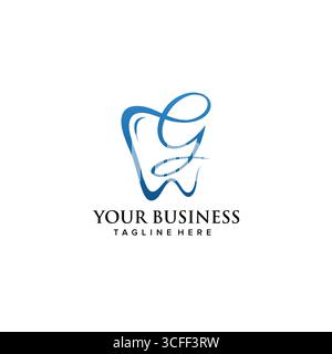 Clinique dentaire lettre initiale G logo design continuousline style de luxe. Illustration vectorielle Illustration de Vecteur