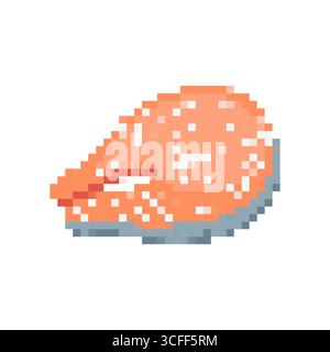 Bifteck de saumon en mosaïque pixel art avec style pixelisé 8 bits et design de jeu rétro vibrant Illustration de Vecteur