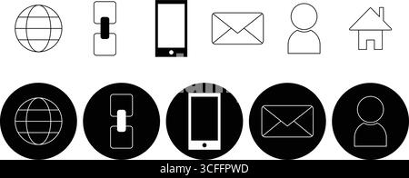 Contour noir et blanc et ensemble de vecteurs d'icônes de communication remplis Illustration de Vecteur