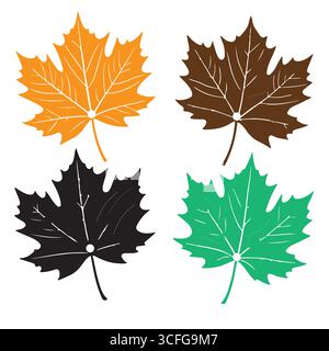Ensemble de feuilles d'automne – Collection colorée de feuillage d'automne dans le vecteur Illustration de Vecteur
