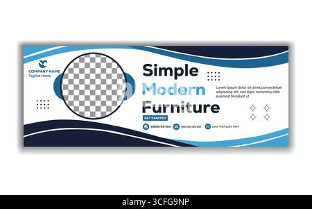 Meubles modernes conception de bannière de médias sociaux modèle de promotion de meubles simple et élégant conception d'illustration vectorielle Illustration de Vecteur