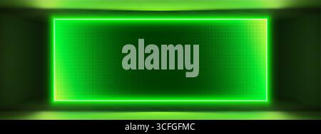 Écran vert LED SMD avec panneau mural RGB et effet dégradé de grille LCD. Fond de divertissement de texture luisante de motif de pixel numérique. Électrique abstrait Illustration de Vecteur