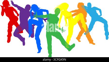 Danseurs Silhouette Street Dance pose silhouettes Illustration de Vecteur