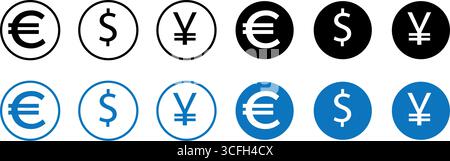 Icônes Web Money définies. Signes de devise Internet pour les applications. Illustration de Vecteur