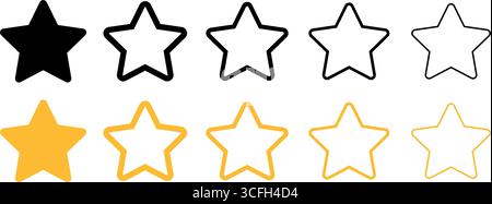 Vecteur d'icône cinq étoiles. Icône plate d'évaluation des produits cinq étoiles pour les applications et les sites Web. Isolé sur transparent. Contour modifiable. Illustration de Vecteur