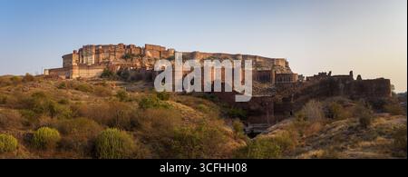 Panorama du fort de Mehrangarh. Jodhpur, Rajasthan, Inde Banque D'Images