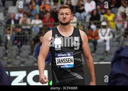 Bruxelles, Belgique. 22 août 2025. Leichtathletik, athlétisme, Wanda Diamond League Brussels 2025 Allianz Memorial van Damme 22.08.2025, Boudewijnstadion, Brussels, Diskuswurf Männer, Discus Throw Men, Hendrik Janssen, Deutschland, Fotocopyright Gladys Chai von der Laage crédit : dpa Picture alliance/Alamy Live News Banque D'Images