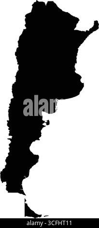 Carte de silhouette vectorielle noire modifiable du pays sud-américain de l'Argentine. Illustration de Vecteur