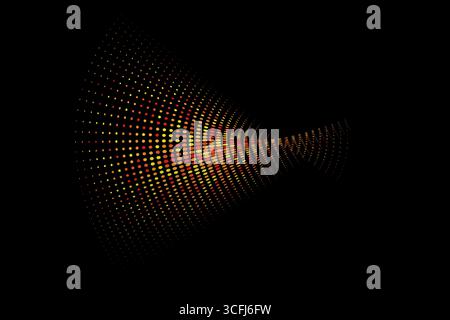 Un élément de conception de point abstrait. Image jaune-orange d'une vague avec de nombreux points. Fond futuriste et abstrait. Illustration de Vecteur