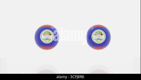Rendu 3D du globe dans le drapeau de Belize pour icône ou symbole Banque D'Images
