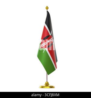 3d rendu du drapeau sur le pôle pour le sommet des pays du Kenya et la réunion politique Banque D'Images