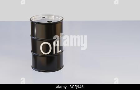 Rendu 3d isolé de barils de pétrole dans le concept d'énergie Banque D'Images