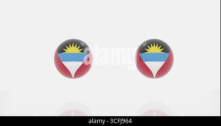 Rendu 3D du globe en Antigua et Barbuda drapeau pour icône ou symbole Banque D'Images