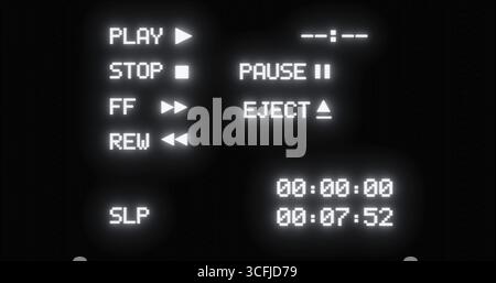 Écran de lecteur vidéo VHS pour effet vintage avec timecode en cours d'exécution, bruit et pépin de la tv crt Banque D'Images