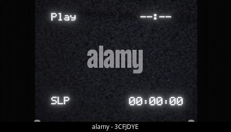 Écran de lecteur vidéo VHS pour effet vintage avec timecode en cours d'exécution, bruit et pépin de la tv crt Banque D'Images