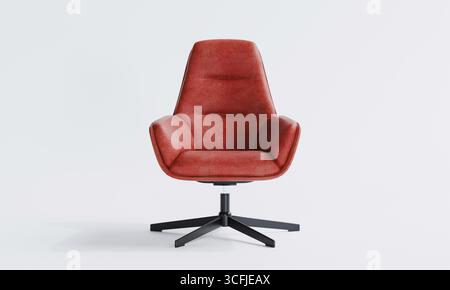 rendu 3d de chaise en cuir pivotant isolé sur fond blanc Banque D'Images