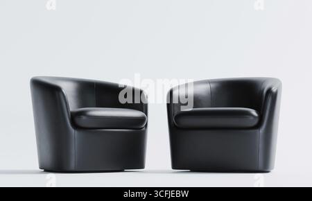 rendu 3d de canapé en cuir ou canapé isolé sur fond blanc Banque D'Images