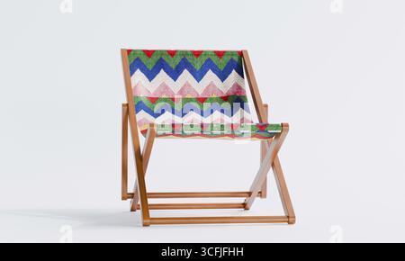 rendu 3d de chaise longue isolée ou chaise longue pliable pour la plage ou l'extérieur Banque D'Images