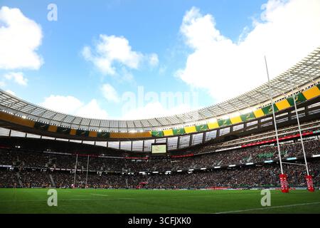 CAPE TOWN, AFRIQUE DU SUD - 23 AOÛT : vue générale lors du match du Championnat de rugby Castle Lager entre l'Afrique du Sud et l'Australie au stade DHL le 23 août 2025 au Cap, Afrique du Sud. Photo de Shaun Roy/Alamy Live News Banque D'Images