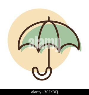Une icône simple d'art au trait d'un parapluie ouvert. Ce symbole de protection contre la pluie est parfait pour les applications météo, les prévisions ou tout design lié à la pluie Illustration de Vecteur