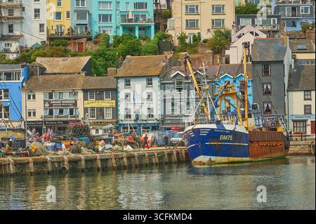 Bateaux de pêche de toutes formes et tailles dans le port de Brixham, Devon Banque D'Images