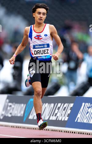 Bruxelles, Belgique. 22 août 2025. BRUXELLES, BELGIQUE - 22 AOÛT : Ilyes Druez de Belgique en compétition sur le 1000 m hommes lors de la Diamond League 2025 - AG Memorial Van Damme au stade Roi Baudouin le 22 août 2025 à Bruxelles, Belgique. (Photo de Joris Verwijst/BSR Agency) crédit : Orange pics BV/Alamy Live News Banque D'Images