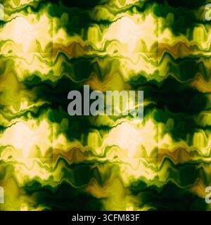 Motif sans coutures effet teint dégradé effet dégradé et effet dégradé. Fond de flux de peinture liquide ondulé dans un style hippy audacieux. Texture rayée pour un design continu. Banque D'Images