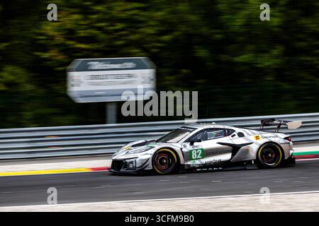 Francorchamps, Belgique, 23 août 2025, #82 TF SPORT (GBR) Corvette Z06 LMGT3.R pilotée par Hiroshi Koizumi (JPN)/Rui Andrade (Ang)/Charlie Eastwood (IRL) lors des 4 heures de Spa-Francorchamps, manche 4 du championnat d'Europe le Mans Series 2025 (ELMS), sur le circuit de Spa-Francorchamps, du 22 au 24 août 2025, à Francorchamps, Belgique - photo Kristof Vermeulen Live News of Vermeulen Almeulen Banque D'Images