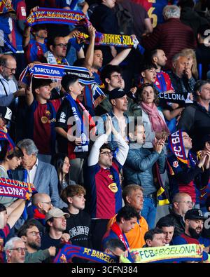 Barcelone, Espagne. 30 avril 2025. Vue des supporters lors du match de l'UEFA Champions League entre le FC Barcelone et l'Internazionale FC à l'ESTA Banque D'Images